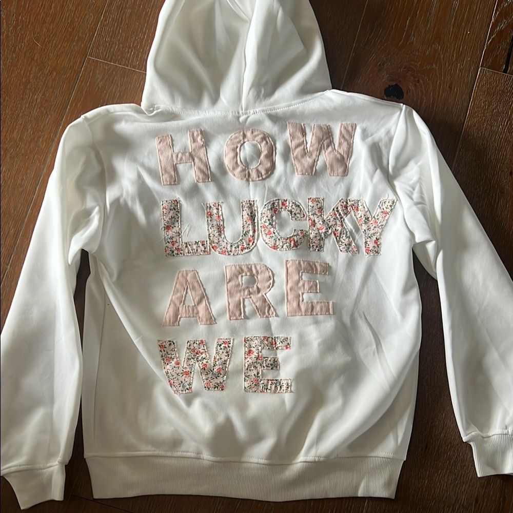 Zach Bryan White Hoodie with Pink Floral Lettering